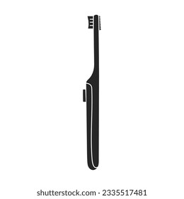 Toothbrush vector black icon. Vector illustration electric brush on white background. Isolated black illustration icon of electric toothbrush .