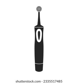 Toothbrush vector black icon. Vector illustration electric brush on white background. Isolated black illustration icon of electric toothbrush .