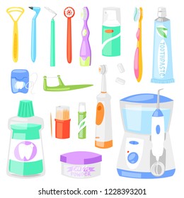 Cepillo de dientes vectorial cepillo dental cepillo dental para cepillar dientes con ilustración dentífrica conjunto odontológico herramienta cepillado de caricatura dentífrico pique de agua aislado en fondo blanco