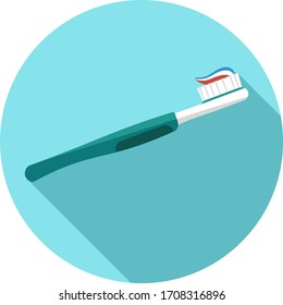 toothbrush vector flat design blue background with shadow