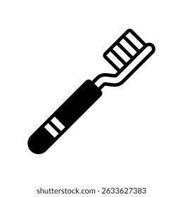 Toothbrush Vector Icon for Dental Cleaning and Hygiene. Oral care tool illustration, morning routine symbol, bristle brush design