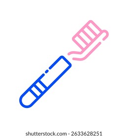 Toothbrush Vector Icon for Dental Cleaning and Hygiene. Oral care tool illustration, morning routine symbol, bristle brush design
