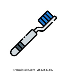 Toothbrush Vector Icon for Dental Cleaning and Hygiene. Oral care tool illustration, morning routine symbol, bristle brush design