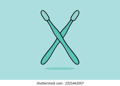 Toothbrush vector icon illustration. Washroom object icon design concept. Medical tooth cleaner brush logo design.