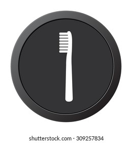 Toothbrush  - vector icon on a grey button