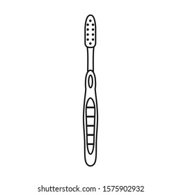 Toothbrush vector icon.Line vector icon isolated on white background toothbrush.