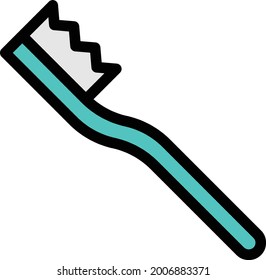 toothbrush vector line colour icon