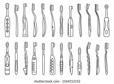 Toothbrush vector line illustration . Dental brush set icon.Vector illustration toothbrush for hygiene oral.Line set icon dental brush.