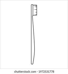 Toothbrush vector outline icon isolated on white background. Toiletries sign.
