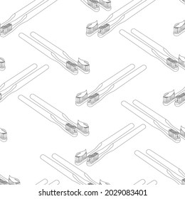 Toothbrush vector stock illustration. The bristles with toothpaste. A dental cleaning tool. Hygiene. Seamless pattern. For wrapping paper. Ideal for wallpaper, surface textures, textiles.