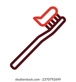 Toothbrush Vector Thick Line Two Color Icons For Personal And Commercial Use.
