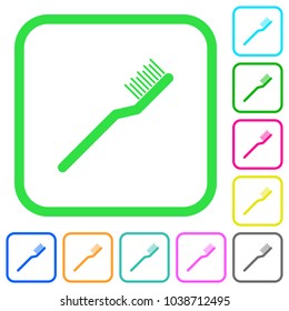 Toothbrush vivid colored flat icons in curved borders on white background
