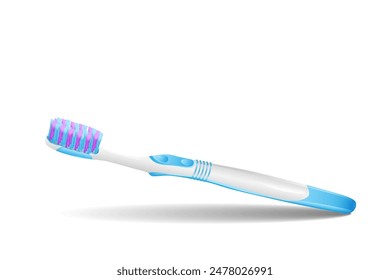 Cepillo de dientes blanco con azul sobre un fondo blanco. Ilustración vectorial