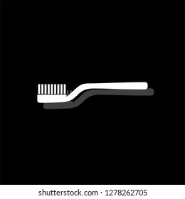 Toothbrush. White flat simple icon with shadow