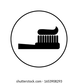 Toothbrush your teeth with a toothpaste silhouette. The concept of dental care. Oral hygiene. Vector illustration of flat design. Isolated against a white background. eps 10
