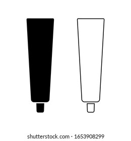 Lavar los dientes con una silueta de pasta dental. El concepto de atención dental. Higiene oral. Ilustración vectorial del diseño plano. Aislado en un fondo blanco. Pasos 10