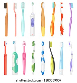 Toothbrushe vector dental hygiene tooth brush for brushing teethwith toothpaste illustration dentistry set of brushed tool isolated on white background