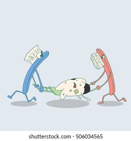 toothbrushes carrying tooth with caries