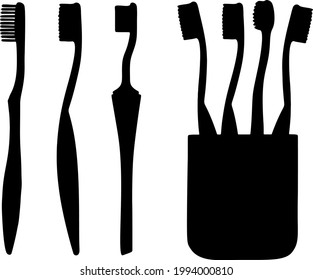 Toothbrushes for everyday care in a set. Vector image.