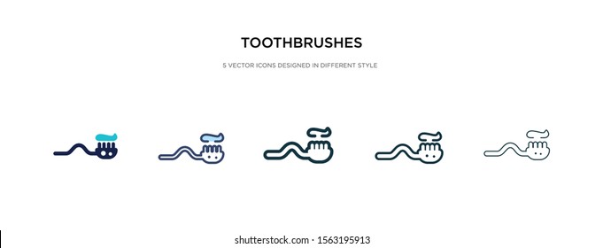 toothbrushes icon in different style vector illustration. two colored and black toothbrushes vector icons designed in filled, outline, line and stroke style can be used for web, mobile, ui