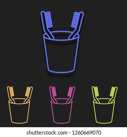 Toothbrushes icon in multi color. Simple outline vector of Bathroom set icons for UI and UX, website or mobile application