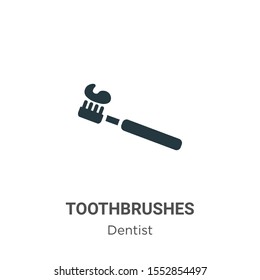 Toothbrushes vector icon on white background. Flat vector toothbrushes icon symbol sign from modern dentist collection for mobile concept and web apps design.