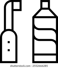Icono de cepillado de dientes. Diseño de estilo lineal delgado aislado sobre fondo blanco