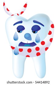 Tooth-cartoon cry, because he hurts, vector illustration