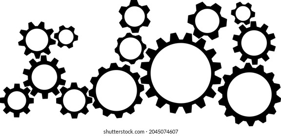 símbolos de rueda de engranajes dentados aislados en ilustración vectorial de fondo blanco