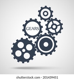toothed gears (cogs) is meshed on grey background. vector illustration eps10