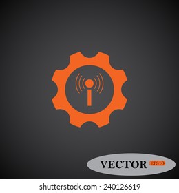 Toothed setting controls via wi-fi network ,  vector, EPS 10