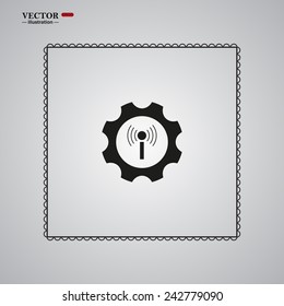 Toothed setting controls via wi-fi network, vector illustration, EPS 10