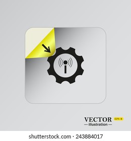 Toothed setting controls via wi-fi network, sticker  self-adhesive paper. Vector illustration EPS  8