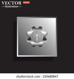 Toothed setting controls via wi-fi network, vector illustration, EPS 10