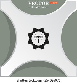 Toothed setting controls via wi-fi network, vector illustration, EPS 10