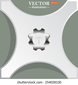 Toothed setting controls via wi-fi network, vector illustration, EPS 10