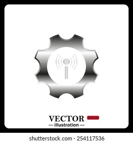 Toothed setting controls via wi-fi network, vector illustration, EPS 10