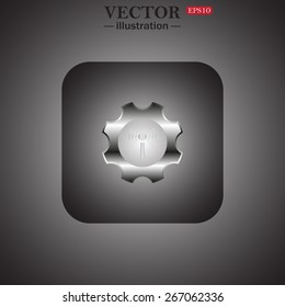 Toothed setting controls via wi-fi network, web icon. vector design