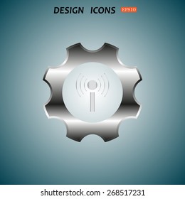 Toothed setting controls via wi-fi network. icon. vector design