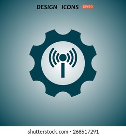 Toothed setting controls via wi-fi network. icon. vector design