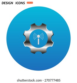 Toothed setting controls via wi-fi network. icon. vector design
