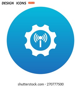 Toothed setting controls via wi-fi network. icon. vector design