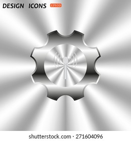 Toothed setting controls via wi-fi network. icon. vector design