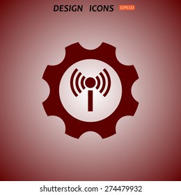 Toothed setting controls via Wi-Fi network. icon. vector design