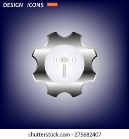 Toothed setting controls via wi-fi network. icon. vector design
