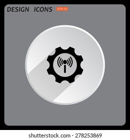 Toothed setting controls via wi-fi network. icon. vector design