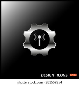 Toothed setting controls via wi-fi network. icon. vector design