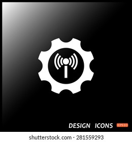 Toothed setting controls via wi-fi network. icon. vector design