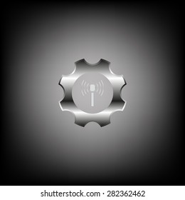 Toothed setting controls via wi-fi network. icon. vector design