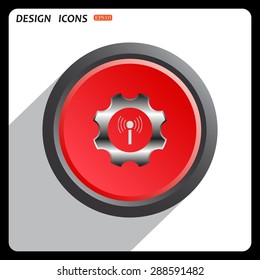 Toothed setting controls via wi-fi network. icon. vector design